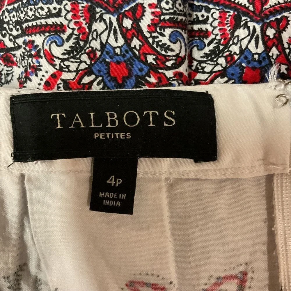 Talbots Petite Women's Floral Print A-Line Pleated Midi Skirt Size‎ 4P Boho